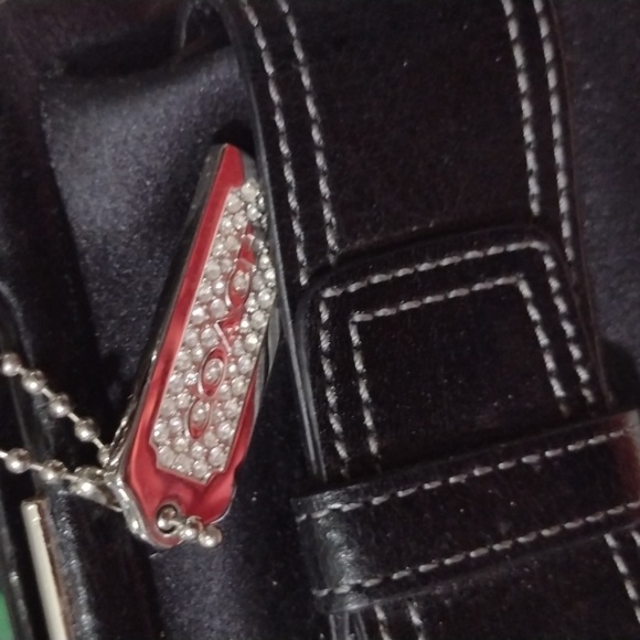 COACH Satin & Leather Rhinestone Swarovski Crystal Buckle Satin Lined NWT - Picture 2 of 10